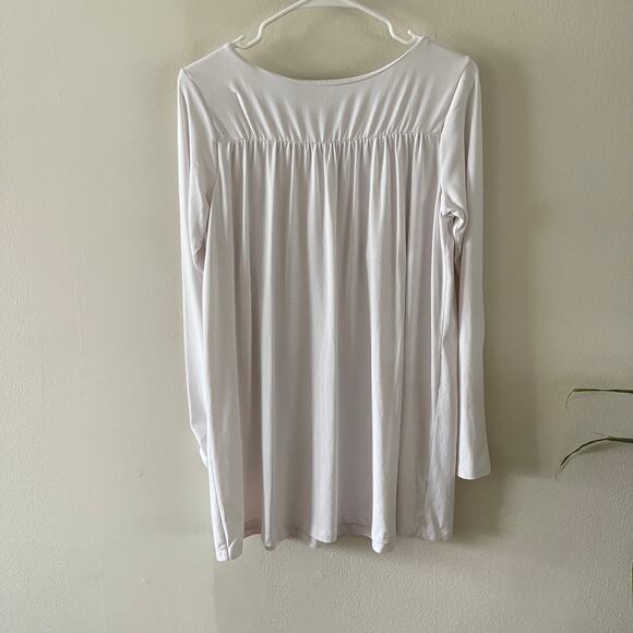 Susana Monaco Tunic Top Womens Medium White Lagenlook Minimalist Classic Basic - Picture 2 of 7